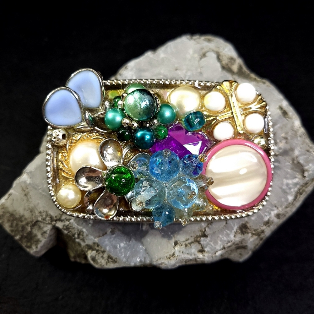 Vintage Upcycled Clip Earring Belt Buckle